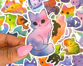 Galaxy Cats Stickers Pack of 50, Food Sticker Pack, Laptop Stickers, Collage Sticker Pack, Cute Cat Stickers, Star Sticker Set, Cat Lovers