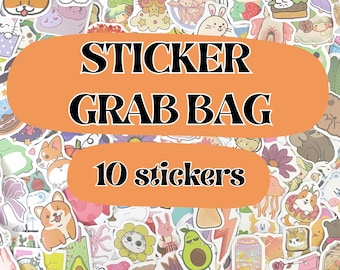 Mystery Sticker Grab Bag, 10 Random Cute Stickers, Surprise Pack for Journals, Planners, Scrapbooking, Pen Pals, Fun Gifts, Stocking Gift