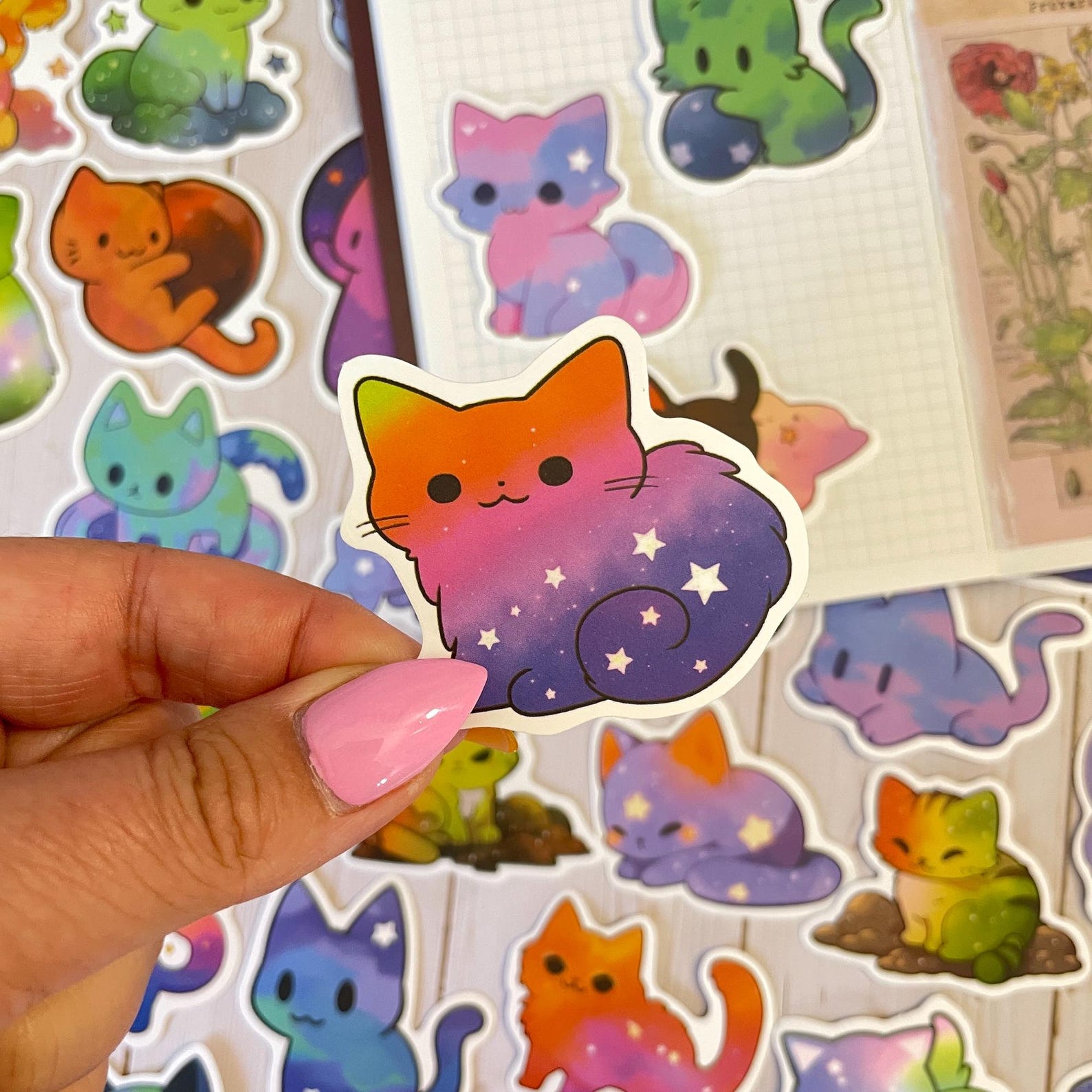 Galaxy Cats Stickers Pack of 50, Food Sticker Pack, Laptop Stickers ...