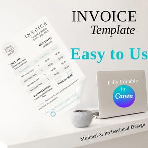 Invoice Template Editable, Small Business, Printable Order Form, Instant Download, Canva Format