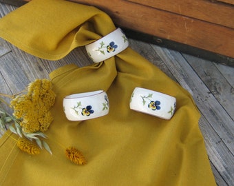 Vintage Villeroy & Boch Napkin Rings in Vitrified Porcelain, Petite Fleur Pattern, Collectible 80s Tableware