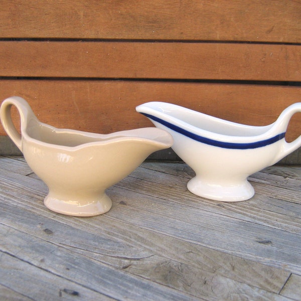 Vintage Ironstone Sauce or Gravy Boats, Mix and Match Set of Two, 1950s Restaurant Ware, Country Cottage Table Décor