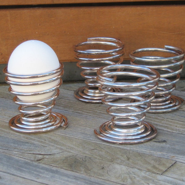 Vintage Silver Plated Egg Cups, Set of Four, 1990s Italian Spiral Design, Eclectic Modern Tableware, Movie or TV Props
