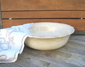 Vintage Ironstone Bowl, Chipped, Stained, Crazed Display Piece, Rustic Farmhouse, Shabby Cottage Look, 1940s TV or Movie Prop