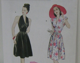 Vintage Style Halter or Day Dress, Retro Butterick 5209, Misses Size 6 through 12, Uncut