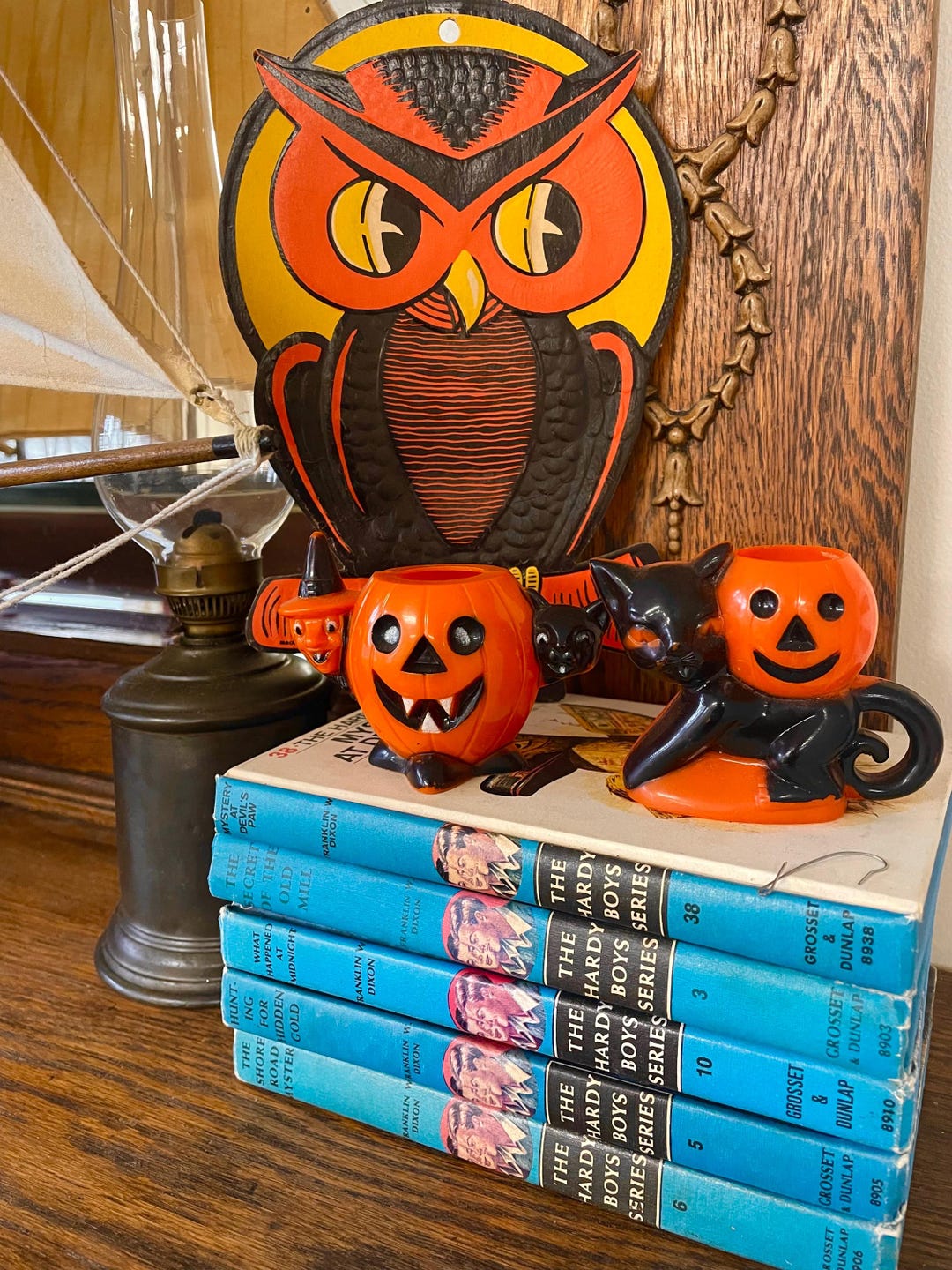Two Very Vintage Halloween Rosbro Hard Plastic Candy Containers, Witch ...
