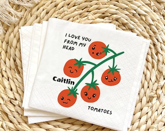 Servilletas personalizadas con nombre para fiesta de recién nacido, servilletas con diseño de tomates para guardar como recuerdo, recuerdos para baby shower.