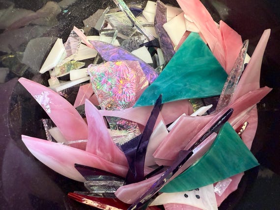 Scrap Stained Glass Pieces / Mosaic Tiles - 1LB