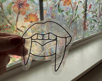 Vampire Lips Suncatcher: Rainbow Window Cling - Halloween Decor