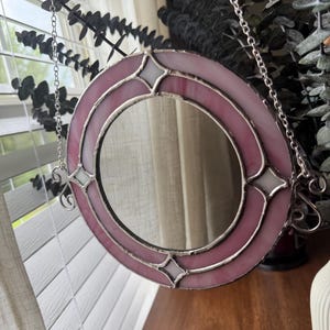 Miroir en verre teinté rose/Miroir Girly Pop/Miroir rétro pour fille