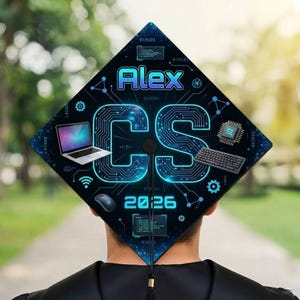 Adorno personalizado para birrete de graduación de informática, decoración personalizada para birrete de graduación con nombre, regalo para graduados de informática y programación, promoción de 2026.