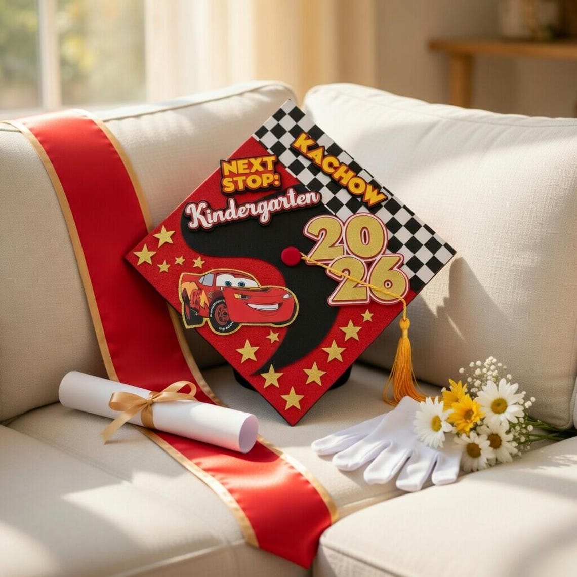 Cars Graduation Lay Disney Cars Graduation Cap Topper, Race Car Kinder Grad 2026, Lightning ...
