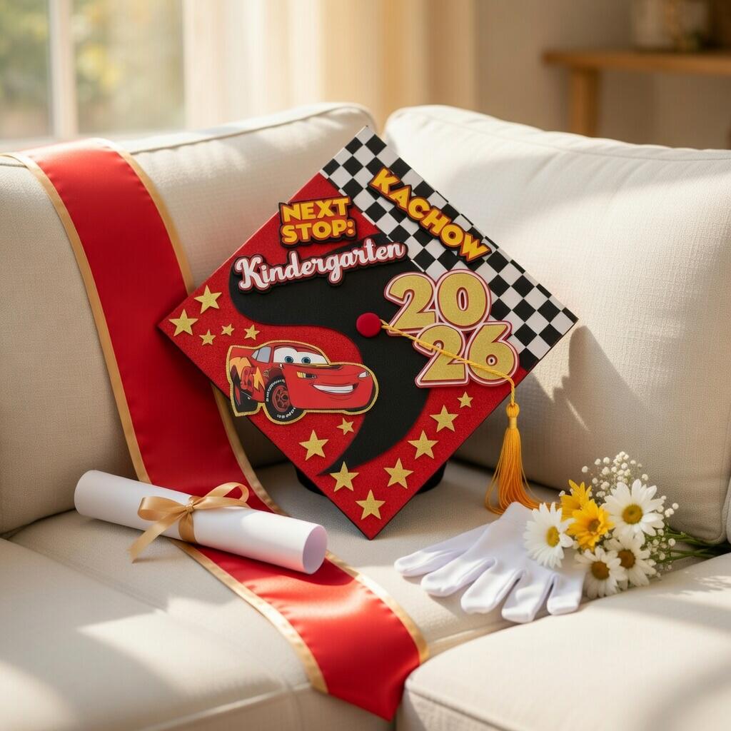 Disney Cars Graduation Cap Topper, Race Car Kinder Grad 2026, Lightning ...