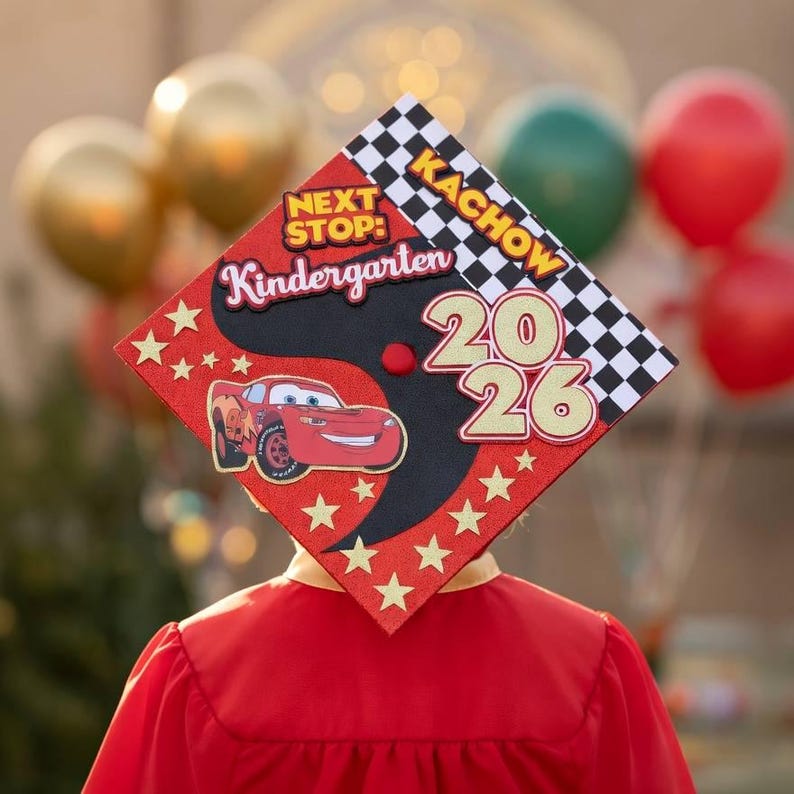 Cars Graduation Lay Disney Cars Graduation Cap Topper, Race Car Kinder Grad 2026, Lightning ...