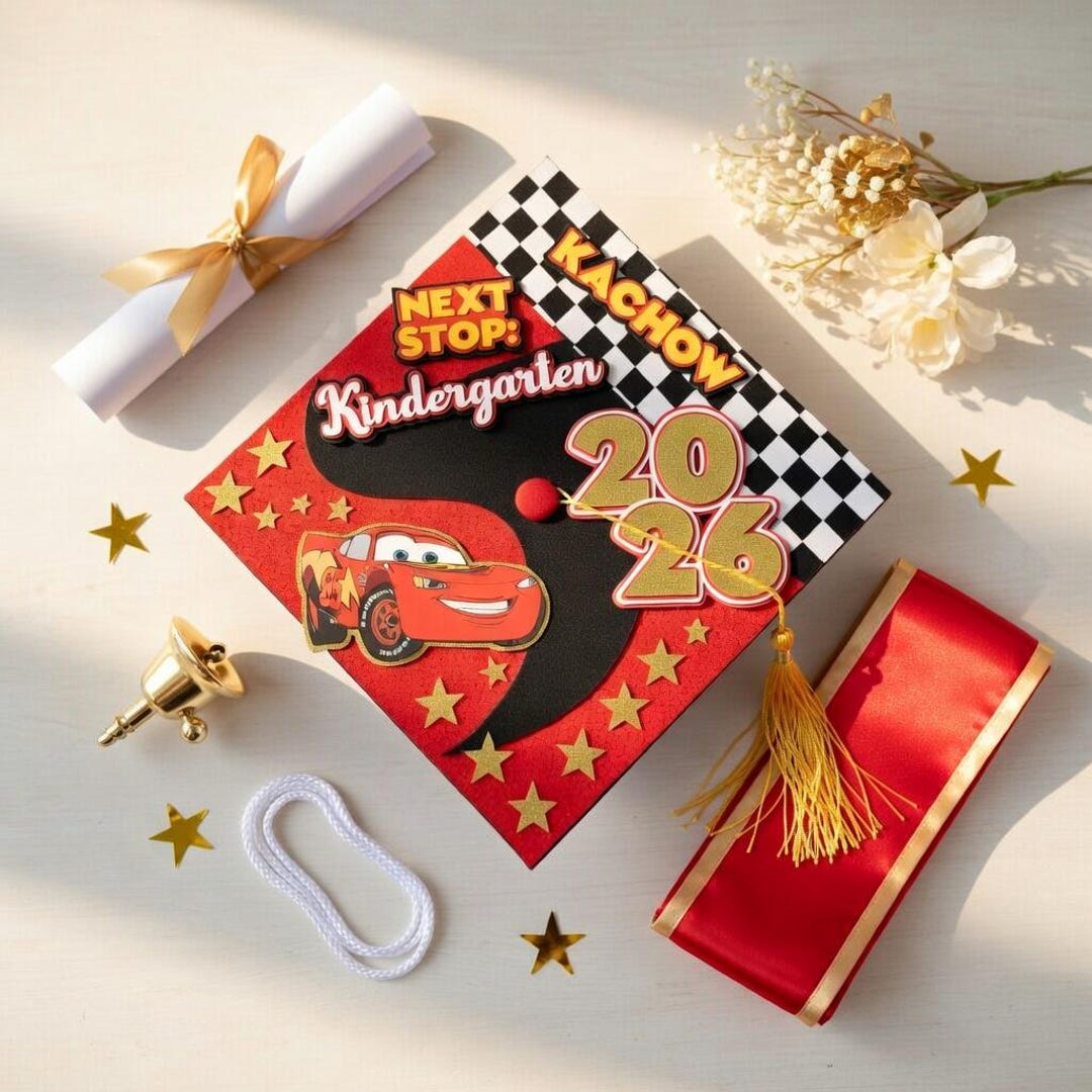 Cars Graduation Lay Disney Cars Graduation Cap Topper, Race Car Kinder Grad 2026, Lightning ...
