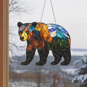 Bear Acrylic Suncatcher Window Hanging, Woodland Black Bear Window Decor, Bear Mountain Suncatcher, Bear Suncatcher, Nature Lovers Decor