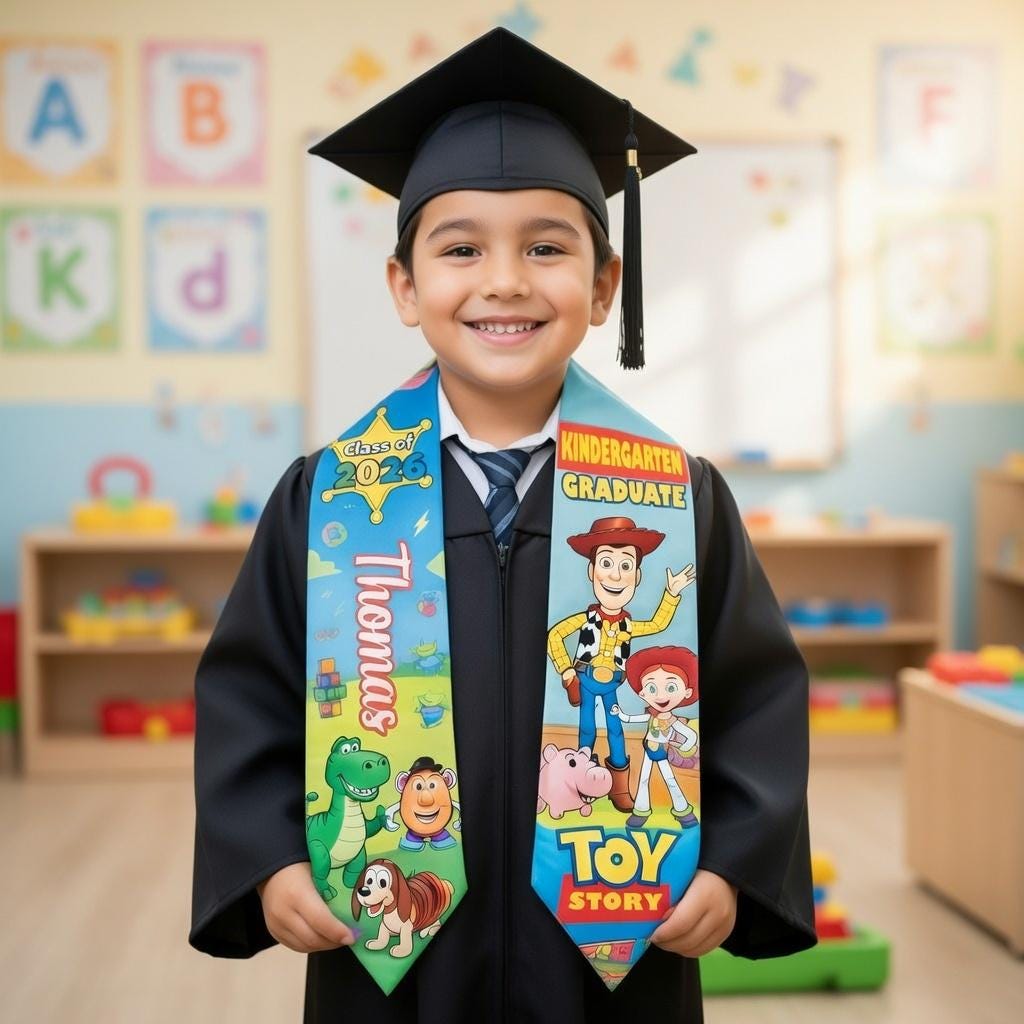Discover Personalized Toy Story Graduation Stole Class of 2026, Custom Name Kids Graduation Sash, Disney Pixar Preschool Kindergarten Grad Gift