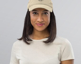 Minimalist Sunflower Distressed Dad Hat: Pre-shrunk Cotton