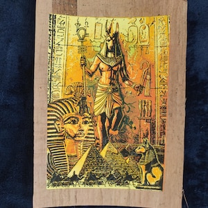 Anubis Egyptian Papyrus Painting, Glowy Hand Painted Ancient Art, Glittered Egyptian God of the Afterlife, Mystical Papyrus Wall Decor