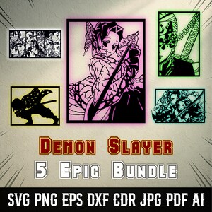 Anime Svg Bundle - Black and White Anime Character Art - Cut Files for Cricut and Silhouette - Printable Line Art Designs - Instant Download