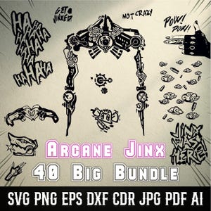 Arcane Jinx Symbols Svg Bundle - Arcane Jinx Icons Svg - Jinx Sketch - Jinx Svg-Png-Eps-Jpg-Cdr-Dxf-Pdf-Ai- Vector 300dpi High Quality Print