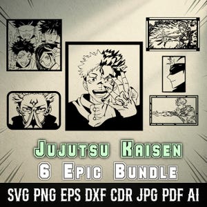 Anime Svg Bundle - Black and White Anime Character Art - Cut Files for Cricut and Silhouette - Printable Line Art Designs - Instant Download