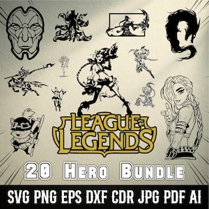 League of Legends Svg Bundle - Lol Characters Svg Bundle - Cut Files for Cricut and Silhouette - Printable Line Art Designs Instant Download