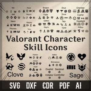 Valorant All Agents Skill Icons SVG Bundle - Ability Vectors for Laser Cut - Print & Stream