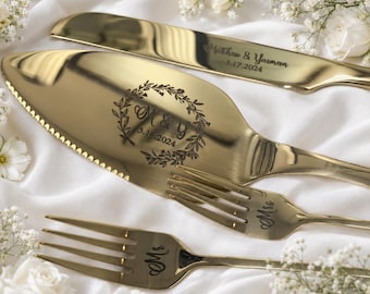 Personalized Wedding Cake Cutting Set: Engraved Stainless Steel, Bridal Shower Gift, Custom Anniversary Gift
