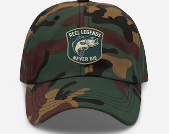 Reel Legends Never Die Hat | Fishing Dad Hat | Bass Angler Gift Cap