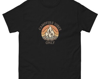 Campfire Vibes Only T-Shirt | Camping Graphic Tee | Outdoor Adventure Shirt | Bonfire & Nature Lover Gift
