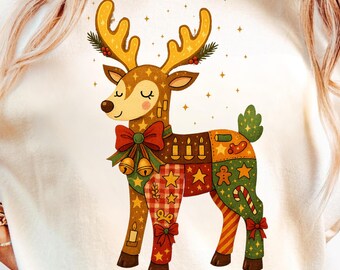 Christmas Reindeer | Holiday PNG Set | Santa, Reindeer, Xmas Tree | Digital Download for Family Shirts, Sublimation - Bestseller - popular