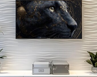 Black Panther Gold Art Portrait, Luxury Home Decor (Digital Download)