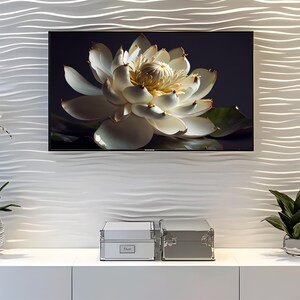 Digital Magnolia Flower Print, White Flower Art, Botanical Wall Decor, Elegant Floral Design, Samsung TV Art Digital Download