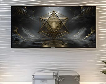 Gouden merkaba geometrische print, heilige geometrie kunst (digitale print)