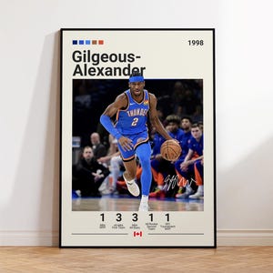 Shai Gilgeous-Alexander Poster, Oklahoma City Thunder Poster, Geschenk für SGA Fan, NBA Poster, Sport Poster, NBA Fans, Basketball Geschenk
