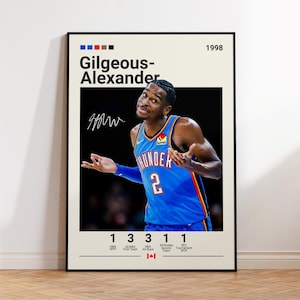 Shai Gilgeous-Alexander Poster, Oklahoma City Thunder Poster, Geschenk für SGA Fan, NBA Poster, Sport Poster, NBA Fans, Basketball Geschenk