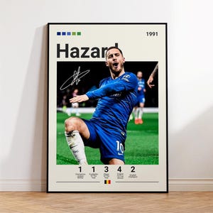Eden Hazard Poster, Chelsea FC Poster, Hazard Fan Gift, Sports Poster, Football Player Poster, Soccer Wall Art, Sports Bedroom Posters