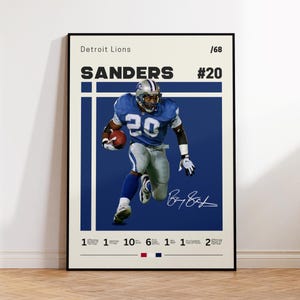 Barry Sanders Poster, Detroit Lions Print, NFL Poster, Sports Poster, NFL Fans, Football Poster, NFL Wall Art, Sports Bedroom Posters