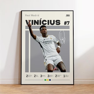 Vinicius Junior Poster, Real Madrid Poster, Vini Fan Gift, Sports Poster, Football Player Poster, Soccer Wall Art, Sports Bedroom Posters