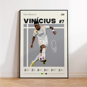 Vinicius Junior Poster, Real Madrid Poster, Vini Fan Gift, Sports Poster, Football Player Poster, Soccer Wall Art, Sports Bedroom Posters