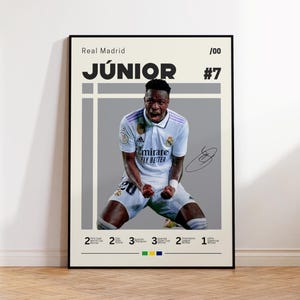 Vinicius Junior Poster, Real Madrid Poster, Vini Fan Gift, Sports Poster, Football Player Poster, Soccer Wall Art, Sports Bedroom Posters