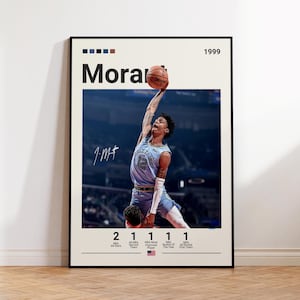 Ja Morant Poster, NBA Star Print, Memphis Grizzlies Wall Art, Framed Basketball Decor, Dynamic Action Artwork, Sports Gift Idea, Morant, NBA