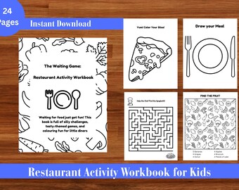 Restaurant Activity Workbook l Printable Activities l Dinner Activities l Restaurant Games l Busy Book for Kids l Activity Pack l Dining Out