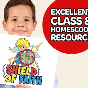 Rüstung Gottes Bibel Malvorlagen für Kinder | Elementare Anime-Karikatur Sonntagsschule & Heimschulaktivität | Druckbare PDF-Digital Download