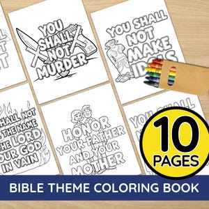 Ten Commandments Coloring Pages | Bible Coloring Book Kids | 10 Commandments Coloring Activity Pages For Kids Religious | Printable Activity