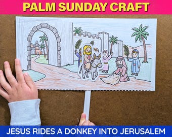 Jesus betritt am Palmsonntag Jerusalem Basteln für Kinder | Sonntag vor Ostern | Christliche Heimschulaktivität | Digitaler Download Druckbares PDF