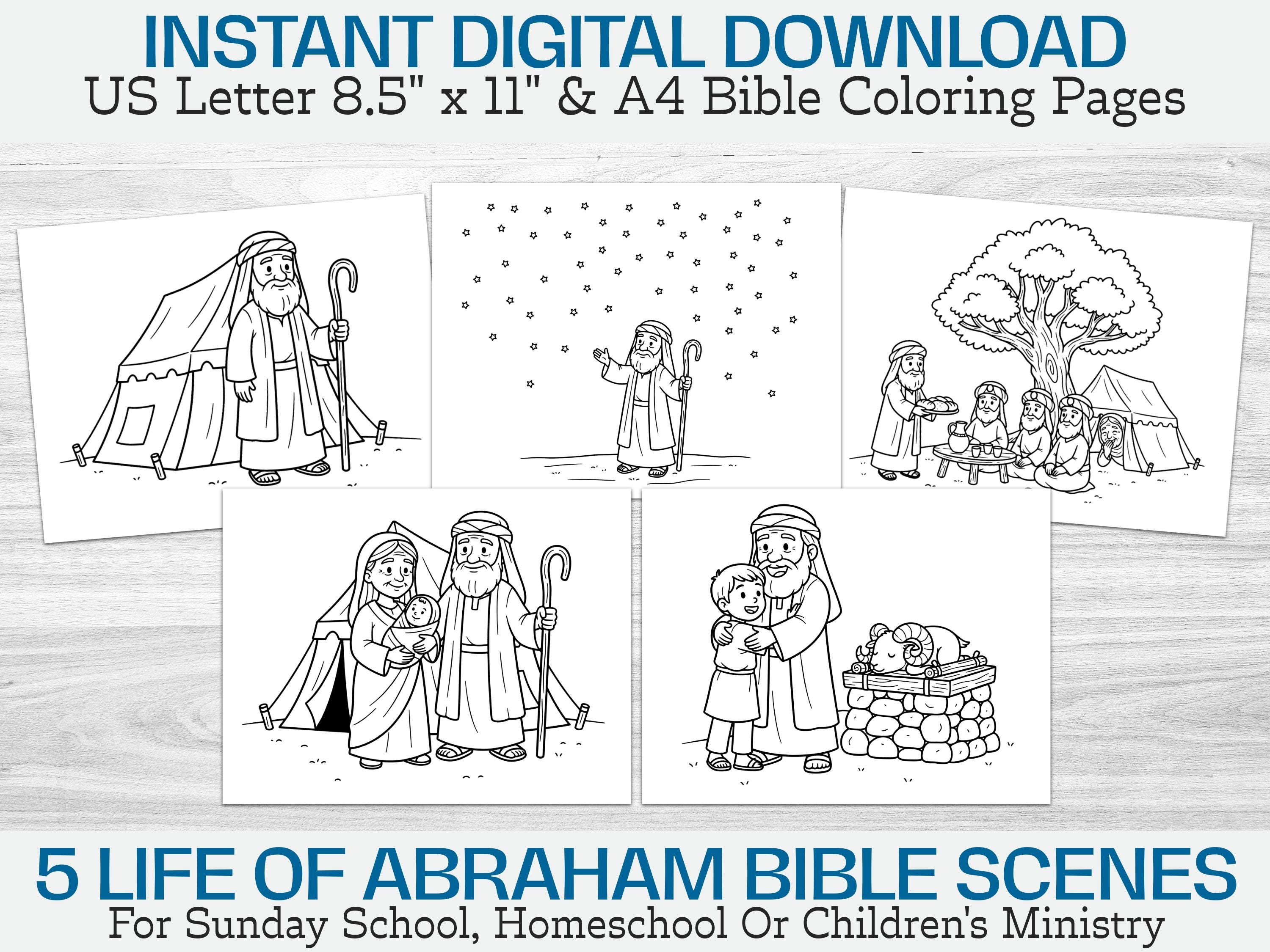 Abraham and Sarah Printable Coloring Book | 5 Page Genesis Bible Story ...