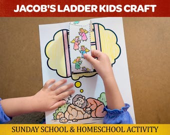 Jacobs ladderknutselset voor kinderen | Leuke en gemakkelijke Genesis-bijbellesactiviteit voor de lagere zondagsschool | Afdrukbare pdf direct downloaden