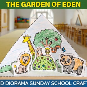 Edens lustgård Diorama Pysselkit | Första Moseboken Söndagsskola & Kristen Hemundervisning Bibelberättelse | Skapelse Utskrivbar Aktivitet För Barn